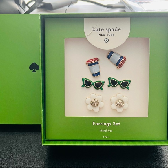 kate spade Jewelry - Kate Spade Multicolor Earring Set of 3 New In Box.  Coffee, Sunglasses & Daisies